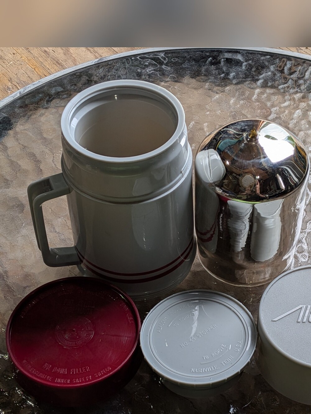 Aladdin Vintage Stainless & Grey Insulated thermos 4.3 Lt Pint Wide mouth